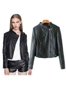 Veste noire PU cuir Punk Style des femmes Slim Fit courte veste Moto