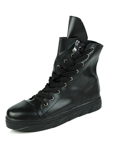 Boots pratiques homme en PU unicolore avec lacets