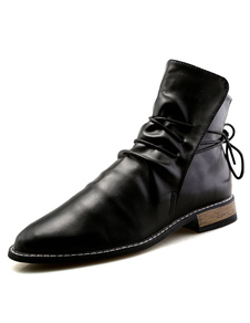 Populaires bottes homme en PU unicolore avec lacets