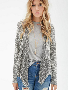 Gay Cardigan dentelle des femmes surdimensionné collier Design irrégulier occasionnels chandails tri