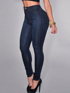 Jeans Skinny taille haute femmes Slim Fit Jeans en Denim bleu