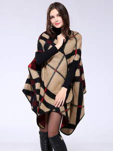 Couverture Cardigan Poncho couture pull Plaided manches courtes