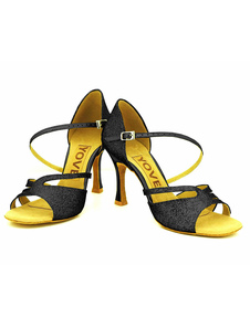 Open Toe des femmes haut talon noir danse chaussures Glitter personnalisé Ballroom Shoes