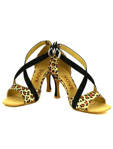 S’entrecroisent léopard danse chaussures de haut talon féminin personnalisé Ballroom Shoes