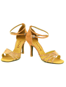 Chaussures de danse personnalisé ' ouvrir la salle de bal Satin chaussures cheville bracelet strass