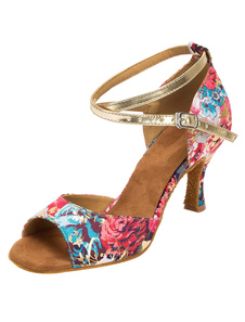 Vintage danse de salon chaussures Floral Print femmes personnalisés haut talon chaussures de danse