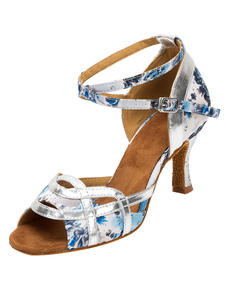Vintage Dance Shoes Chaussures de salle de bal pour le sangle talon évasé imprimé Floral pour les fe