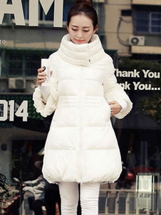 Manteau d’hiver blanc col demi manchon surdimensionné manteau matelassé femmes