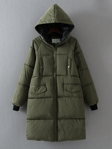 Manteau à capuchon poches surdimensionné Quited manteau fermetures féminines