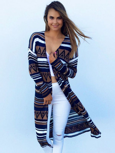 Pull Cardigan manches longues femmes imprimé Long Cardigan