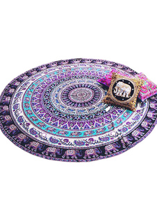 Couverture de bohe Ups ronde Beach Blanket éléphant coton impression féminine