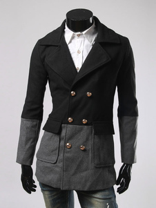 Caban contraste couleur Double Breasted vêtements Casual hommes