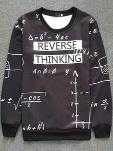 Haut imprimé à manches longues Sweatshirt noir hommes