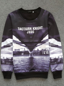 Haut à impression masculine Sweatshirt imprimé manches longues lettres