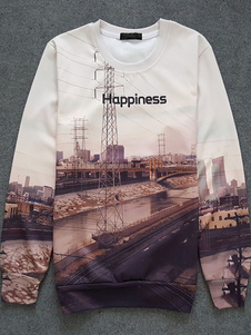 Beige Top imprimé Sweatshirt homme à manches longues