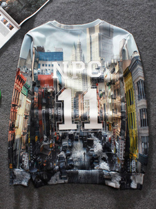 Pullover Sweatshirt ville manches longues impression occasionnels Tops hommes