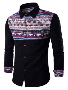 Imprimé chemise d’homme chemise manches longues Slim Fit coton Casual