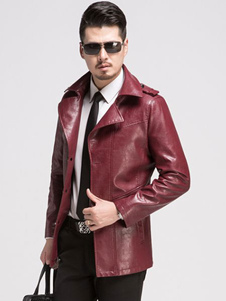 Veste noir/rouge PU cuir manches longues Fashion veste