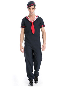 Marine sexy Sailor Costume Halloween hommes Costume combinaison bleu