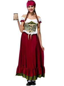 Lacets robe longue Halloween Costume Sexy bière fille féminin avec bandeau