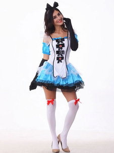 Halloween Costumes Alice In robe Cosplay Wonderland féminin avec des gants