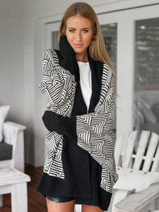 Bicolore Batwing surdimensionné Cardigan pull féminin à manches longues