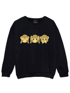 Femmes Crewneck singe manches longues impression mode Hoodies