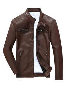 Veste homme en PU multicolore avec bouton col montant