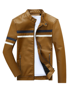Veste homme en PU artistique avec zip col montant