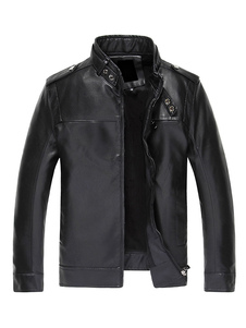 Veste homme en PU unicolore avec lacet col montant