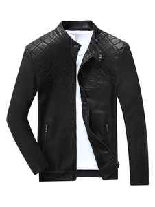 Veste homme en PU artistique avec bouton col montant