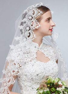 Voile Tulle 1 couche cascade longtemps Bridal Veil de mariage en dentelle