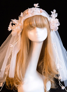 Champagne mariage voile bord coupé 2-tier Tulle Flower Bridal Veil