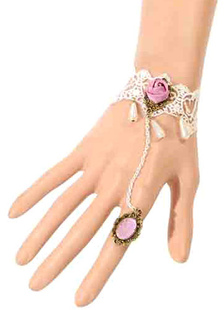 Gothic Lolita Bracelet Dentelle fleurs Lolita blanc Bracelet