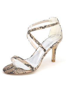 Talons Snake femmes imprimer sandales Open Toe Croix fermeture-éclair avant