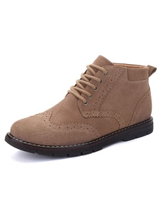 Bottines hommes brun ronde Toe Lace Up bottes courtes