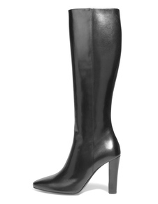 Bottes à talons épais en PU noir unicolore