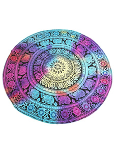 Populaire blouse de plage de plage bleu claire en patchwork imprimé fleurie rond pour femme