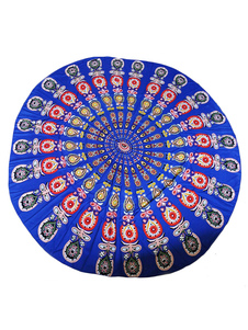 Populaire blouse de plage de plage bleu royal à motif paon Sans ornement. rond pour femme