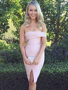 Robes de soirée de Bodycon gaine élégante robe glissière au dos bretelles Split féminin