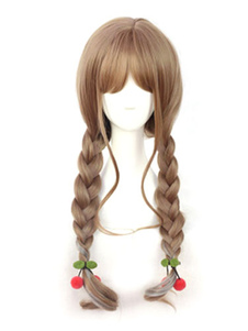 Sweet Lolita perruques mignon léger perruques de cheveux Long synthétique tressée Lolita brune avec 