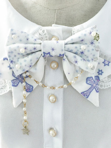 Lolita blanc accessoires perlés coton imprimé Lolita Bowknot