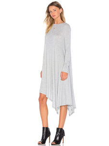 Manches longues robe Chic asymétrique coton volants T-shirt robe pour femmes