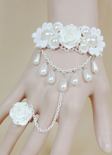 Sweet Lolita Bracelet Blanc Rose perles dentelle Lolita Bracelet