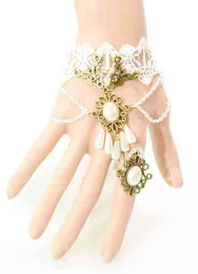 Mariage Vintage Bracelet Dentelle blanc Bracelet chaine en Bohème mariée