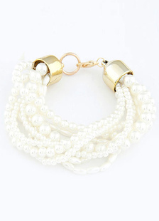 Bracelet de mariée fausse perle blanc blanc