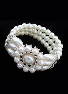 Mariage Vintage Bracelet strass blanc Bracelet mariée avec fleur