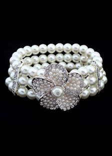Bracelet mariée mariage blanc Bracelet Vintage strass fleur