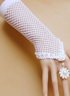Bracelet de Style Rococo de Lolita classique Bracelet dentelle blanche fleur perles