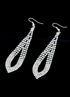 Boucles d'oreilles Boucles d’oreilles pendantes de mariage métallique argent rhinestone rond
